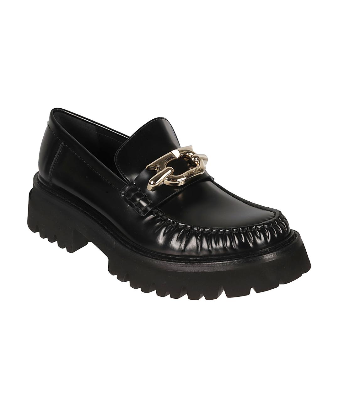 FERRAGAMO Черные кожаные лоферы, фото 2