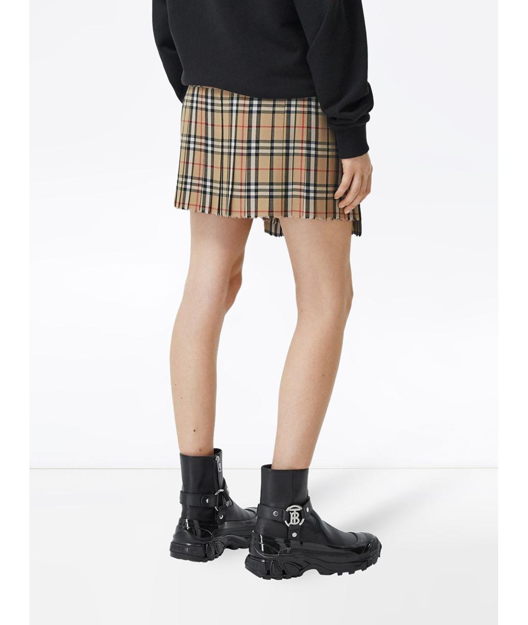 BURBERRY Бежевая юбка мини, фото 3