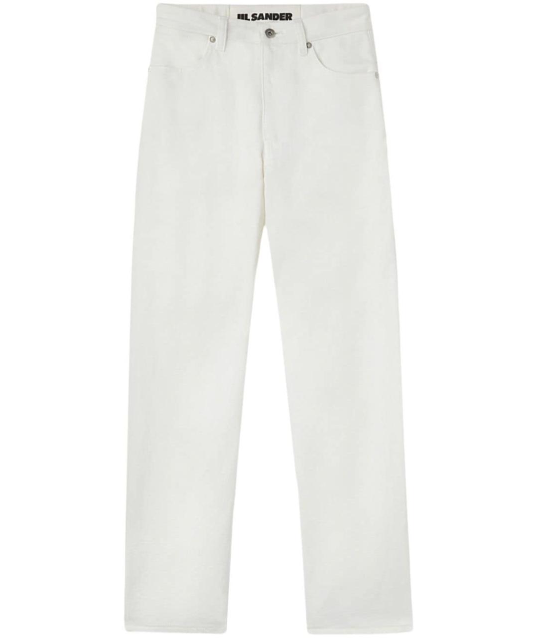 JIL SANDER Белые хлопковые прямые джинсы, фото 1