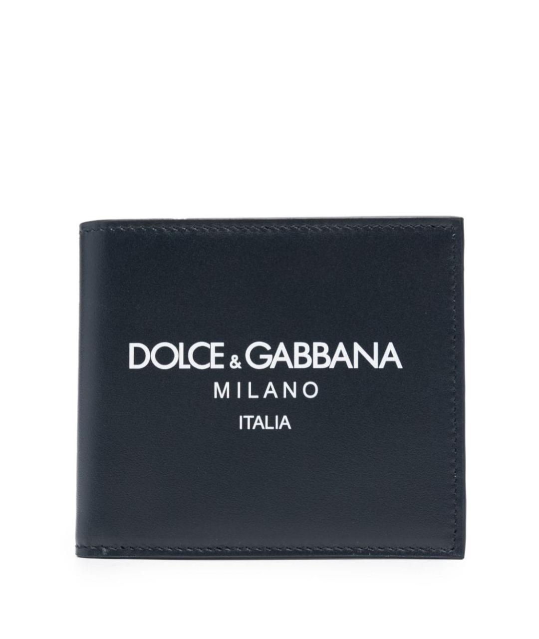 DOLCE&GABBANA Темно-синий кожаный кошелек, фото 1
