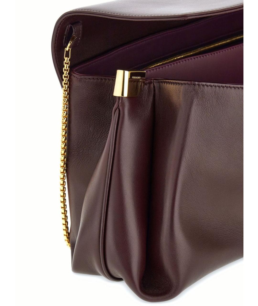 FERRAGAMO Бордовая кожаная сумка через плечо, фото 5