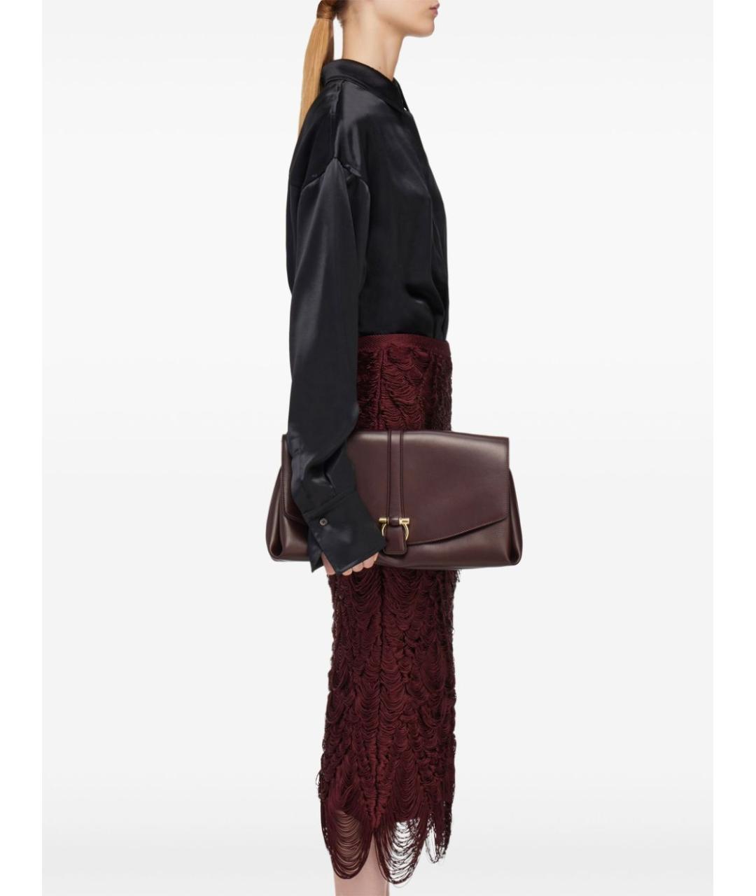 FERRAGAMO Бордовая кожаная сумка через плечо, фото 3
