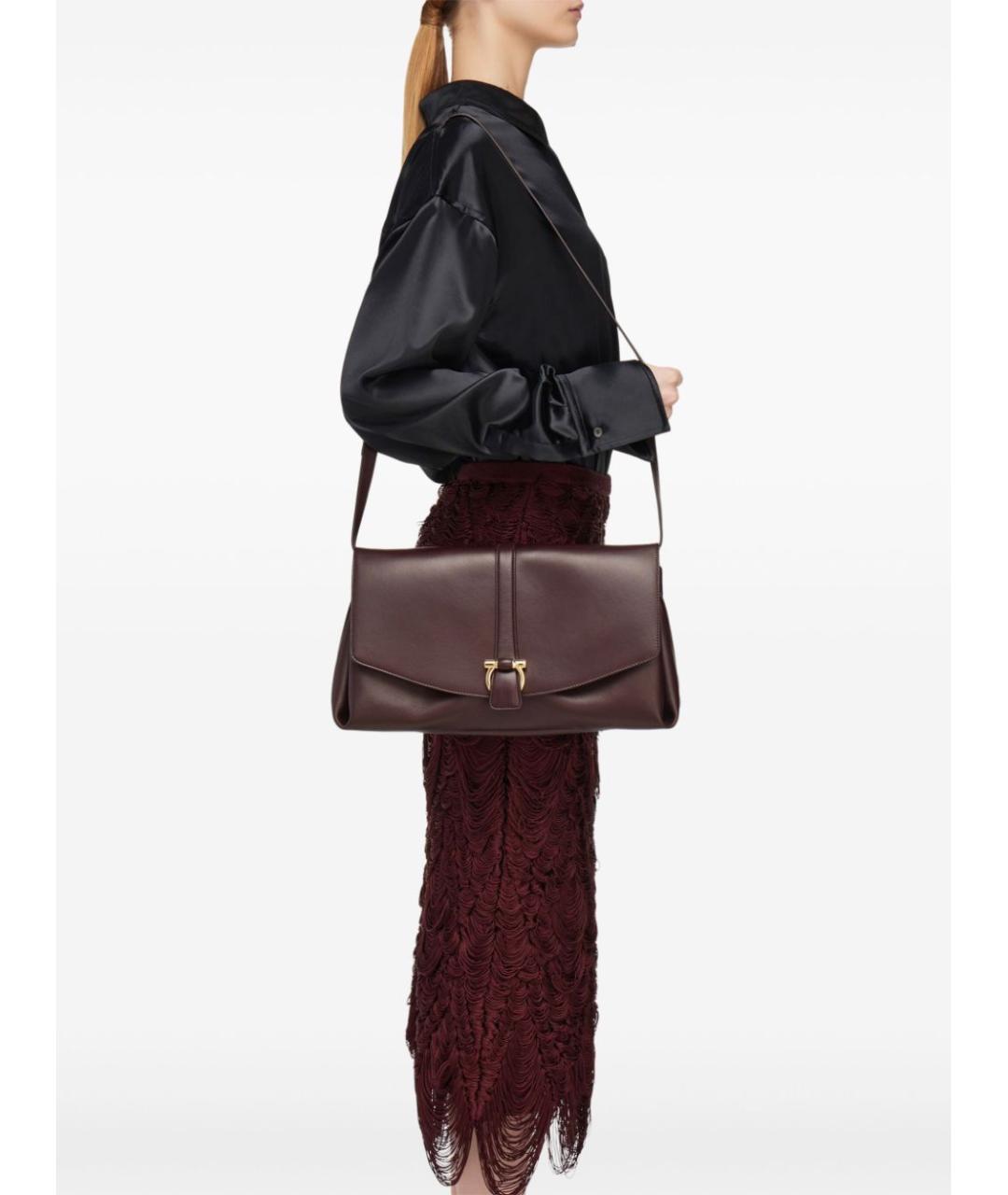 FERRAGAMO Бордовая кожаная сумка через плечо, фото 2