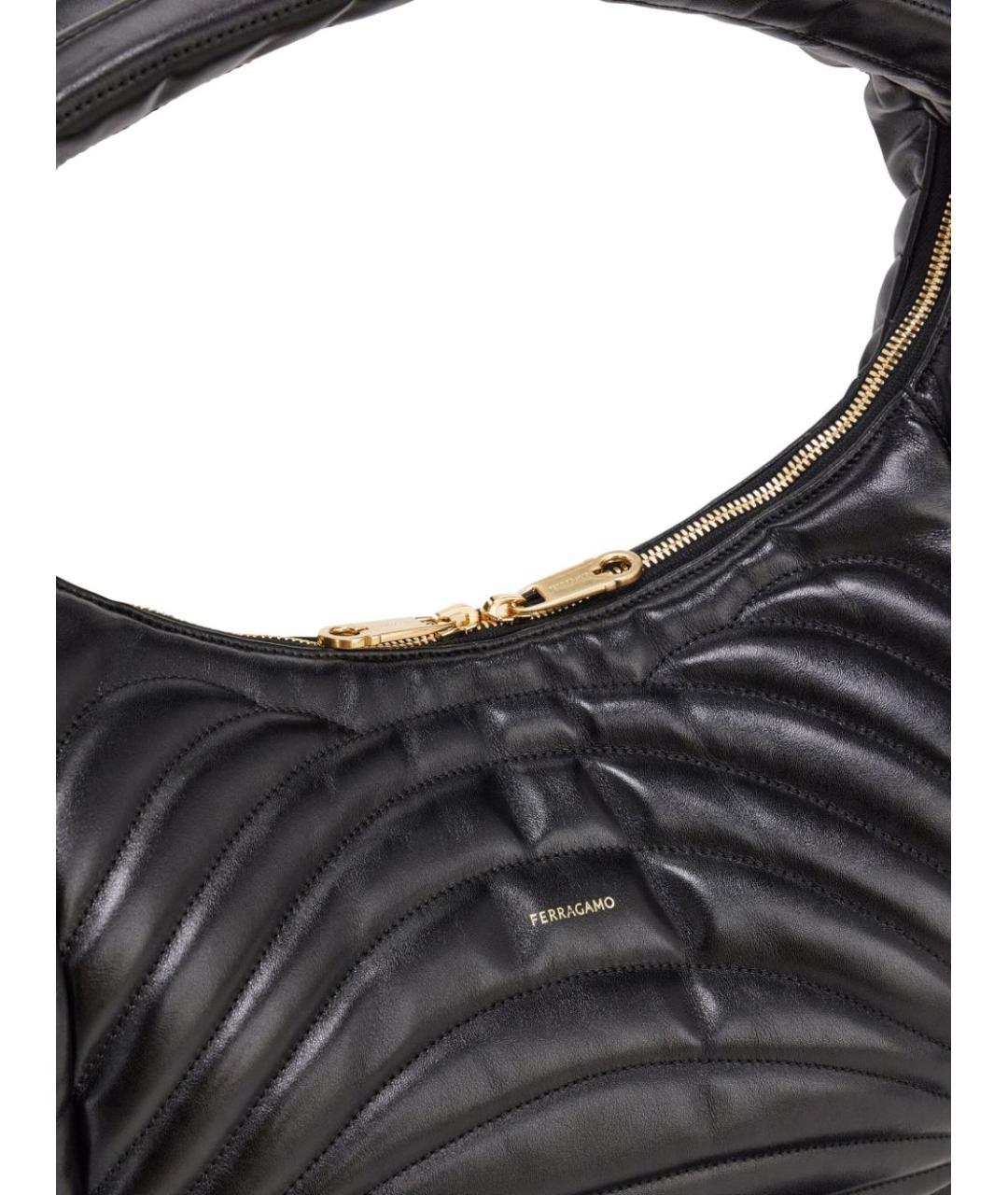 FERRAGAMO Черная кожаная сумка с короткими ручками, фото 4
