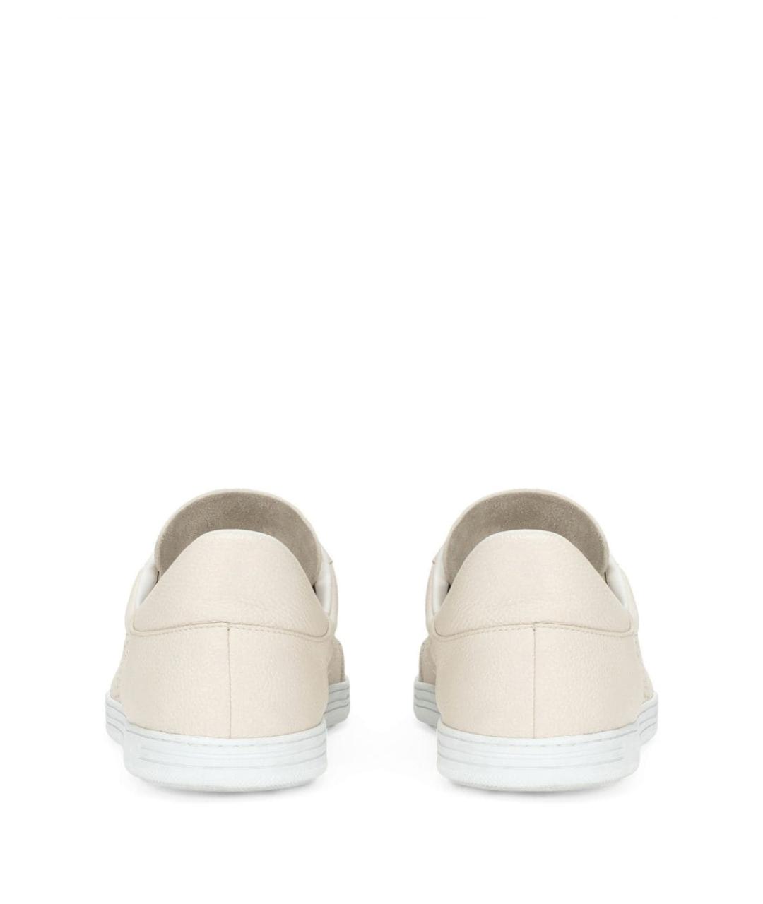 DOLCE&GABBANA Бежевые кожаные низкие кроссовки / кеды, фото 4