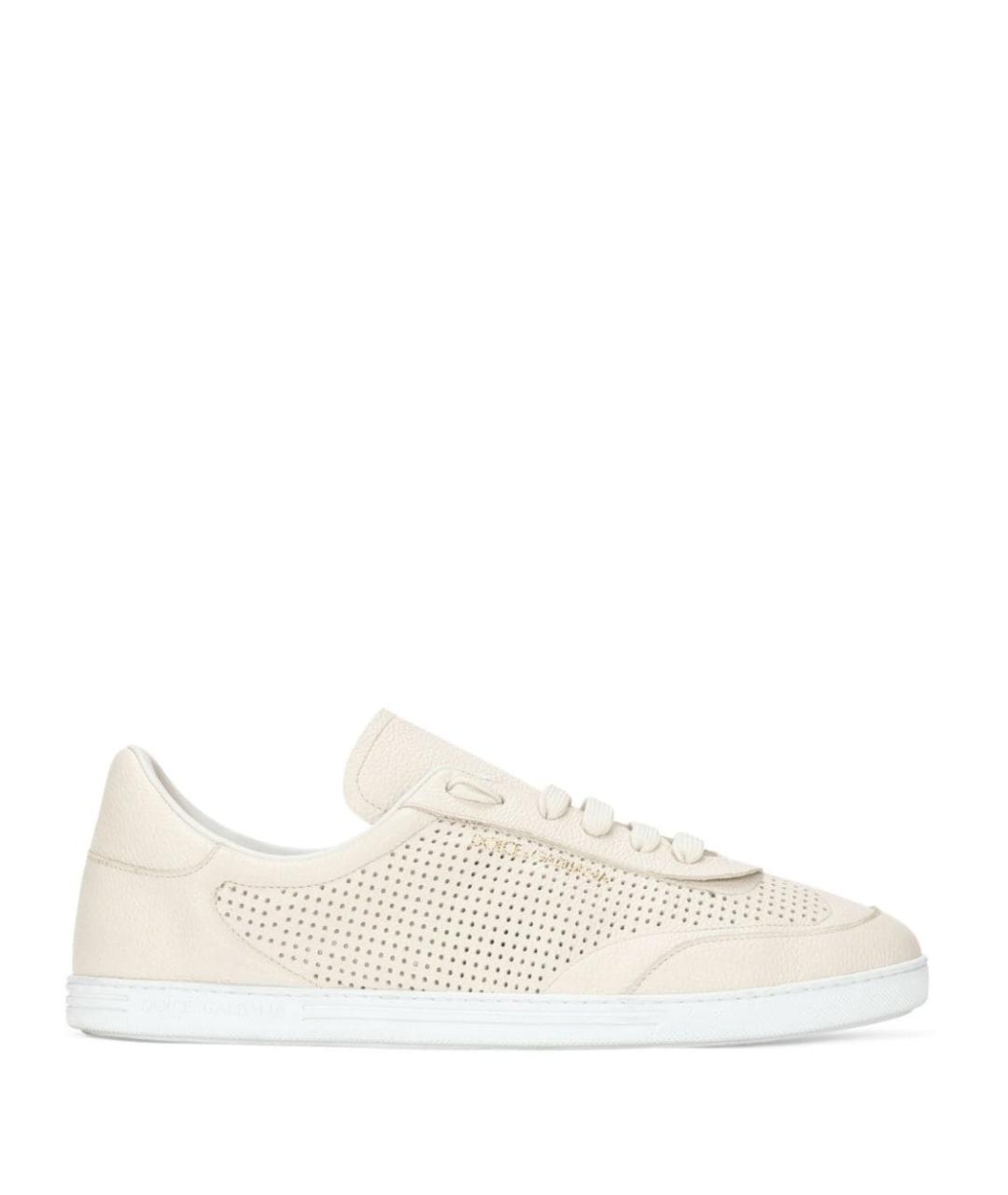 DOLCE&GABBANA Бежевые кожаные низкие кроссовки / кеды, фото 1