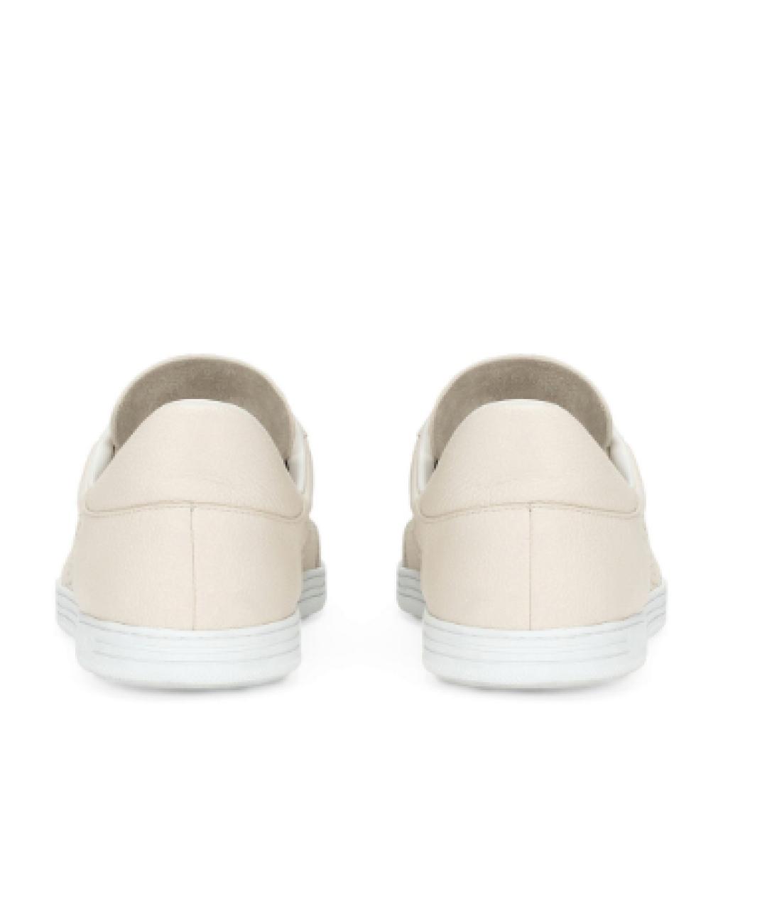 DOLCE&GABBANA Бежевые кожаные низкие кроссовки / кеды, фото 3