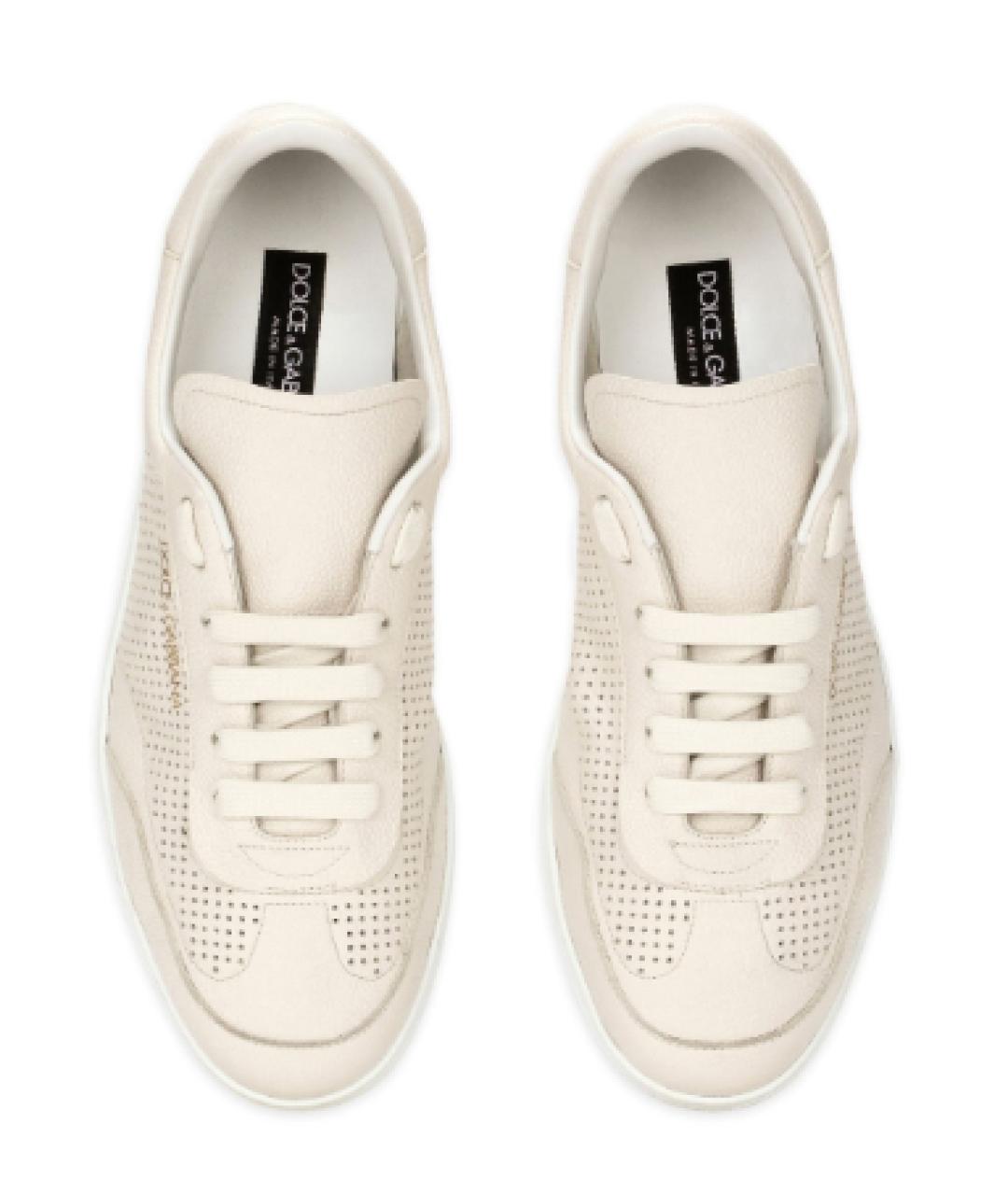 DOLCE&GABBANA Бежевые кожаные низкие кроссовки / кеды, фото 5