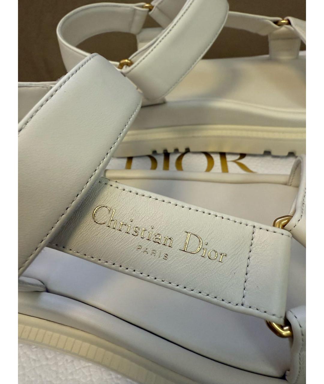 CHRISTIAN DIOR Белые кожаные сандалии, фото 8