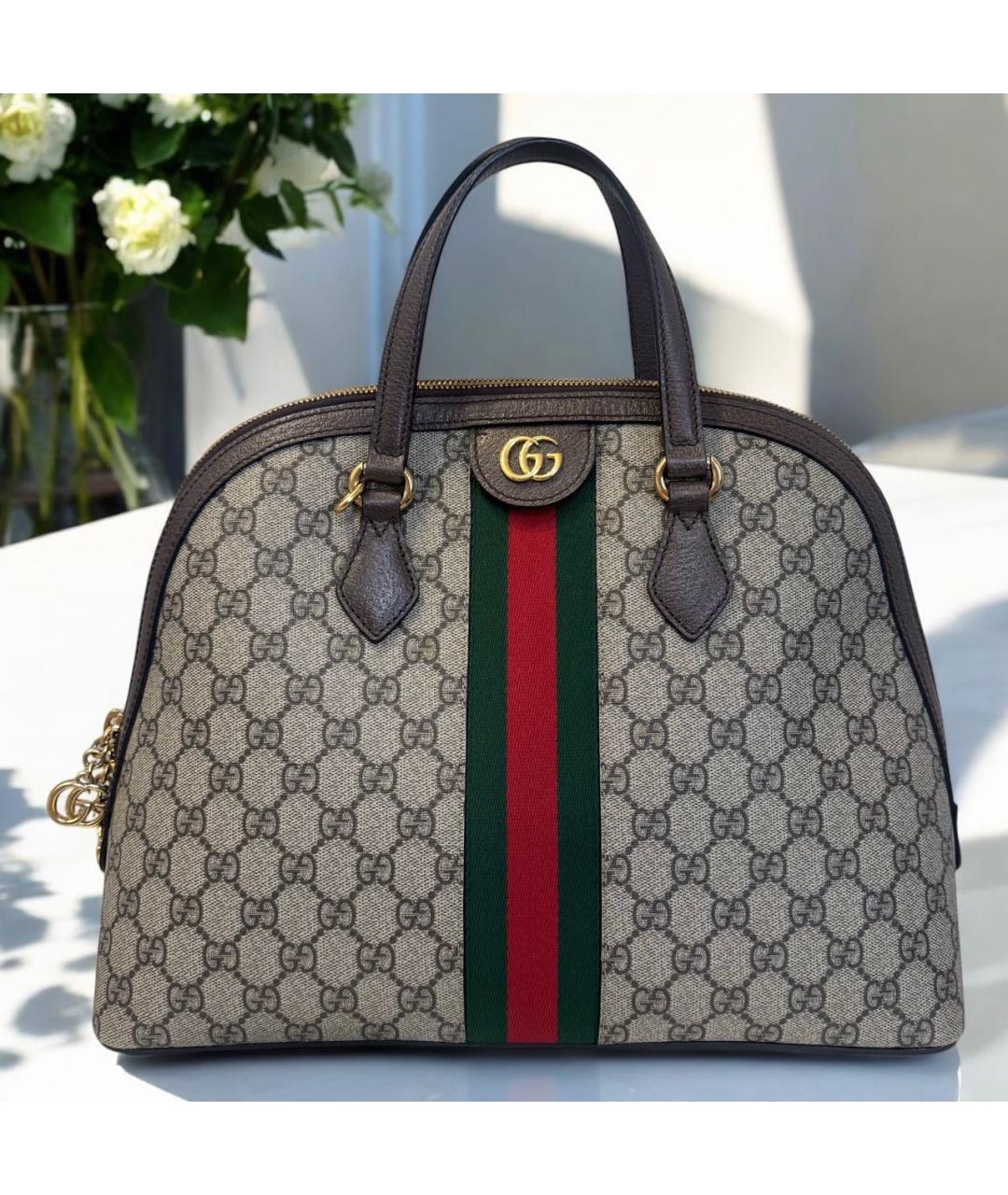 GUCCI Коричневая кожаная сумка с короткими ручками, фото 2