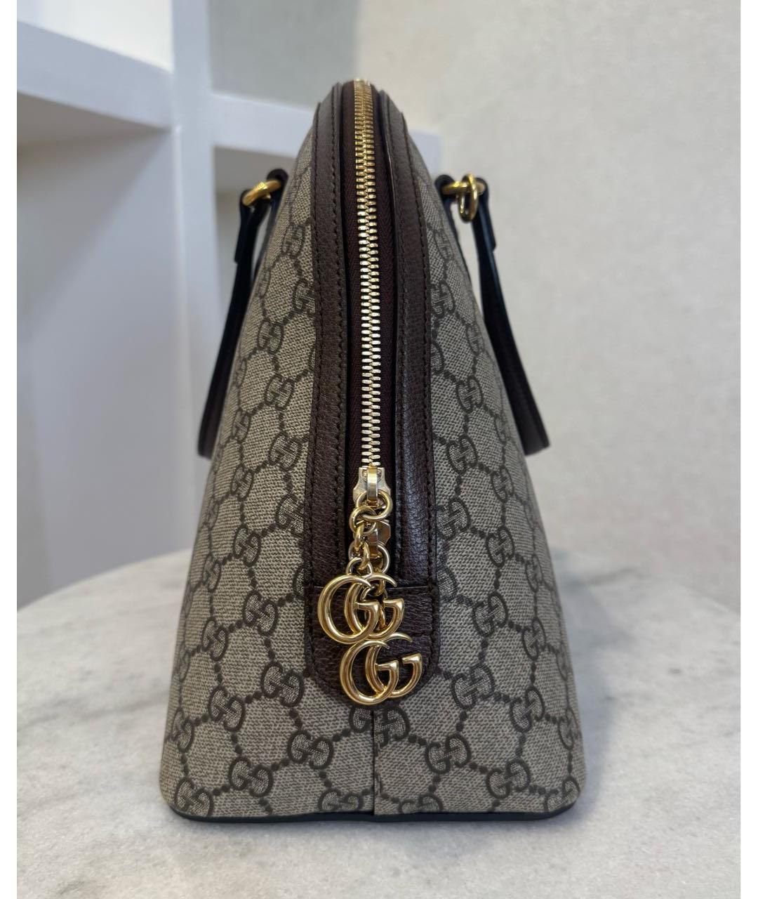 GUCCI Коричневая кожаная сумка с короткими ручками, фото 6