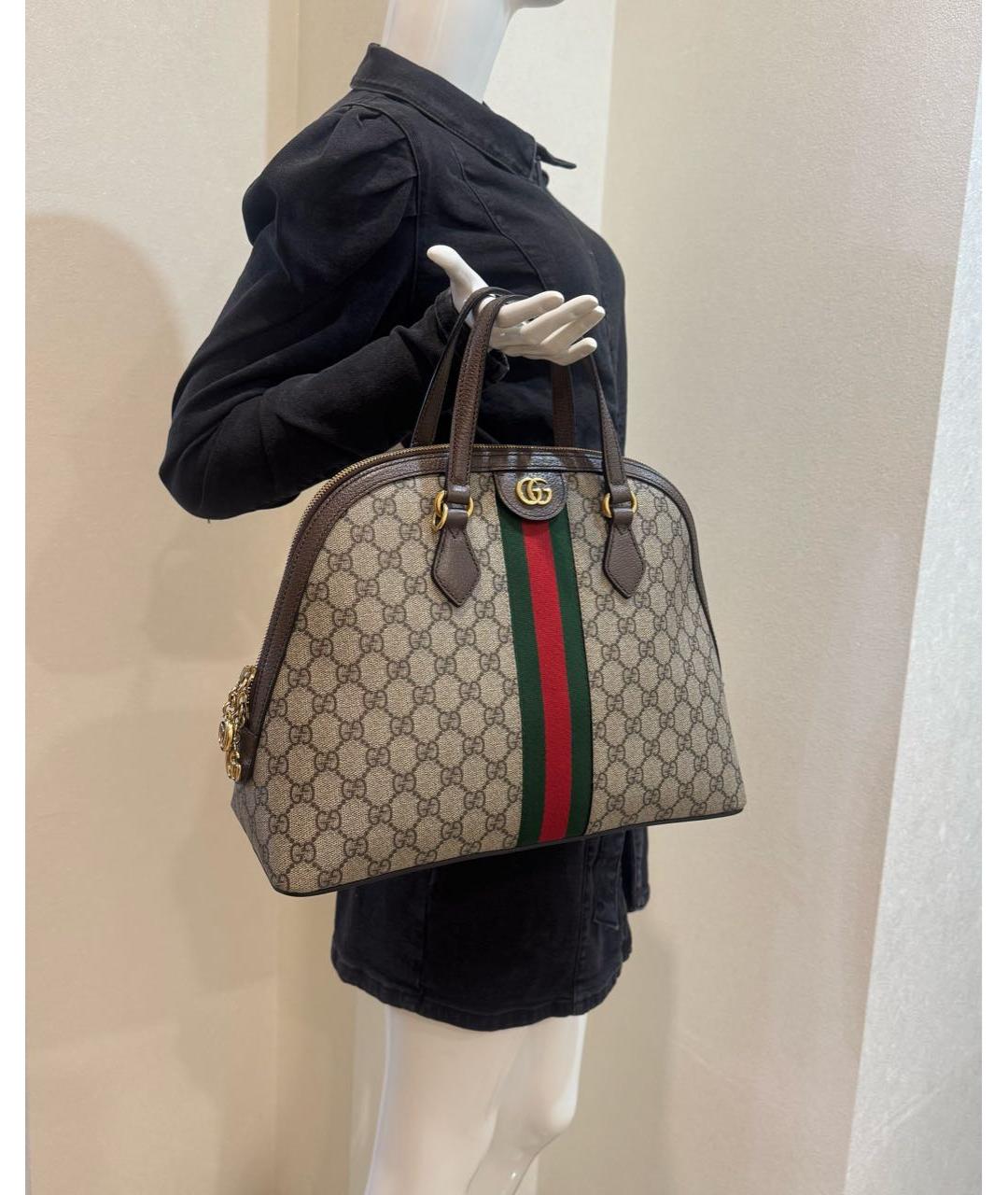 GUCCI Коричневая кожаная сумка с короткими ручками, фото 3