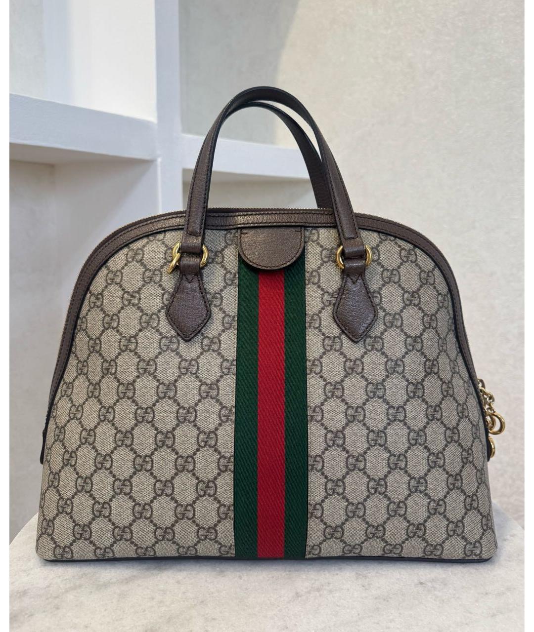 GUCCI Коричневая кожаная сумка с короткими ручками, фото 5