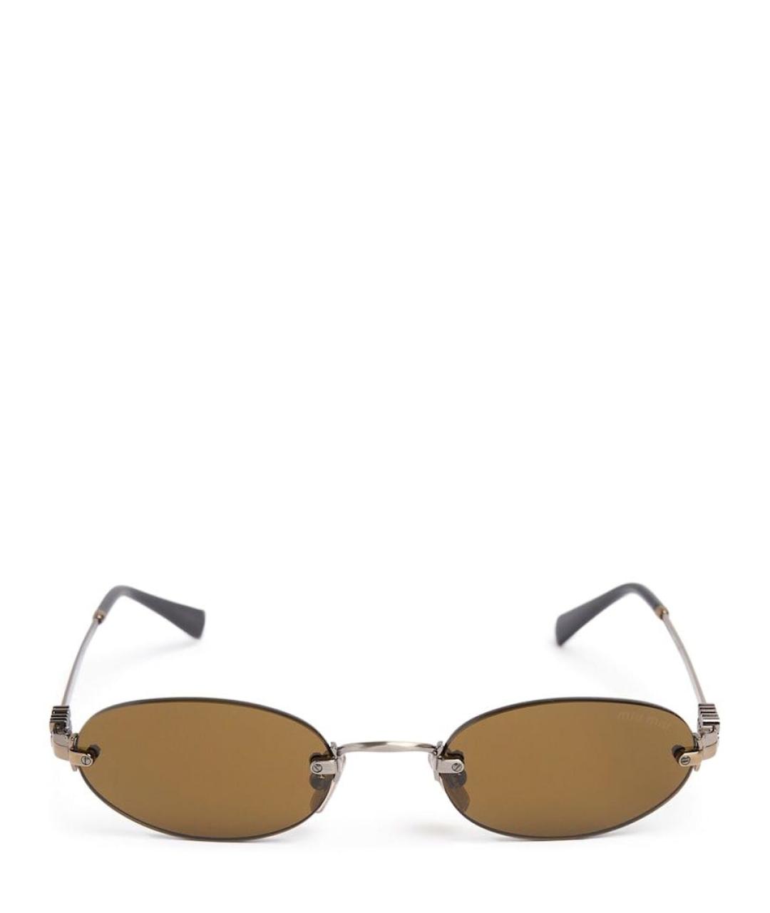 MIU MIU Серебряные металлические солнцезащитные очки, фото 4