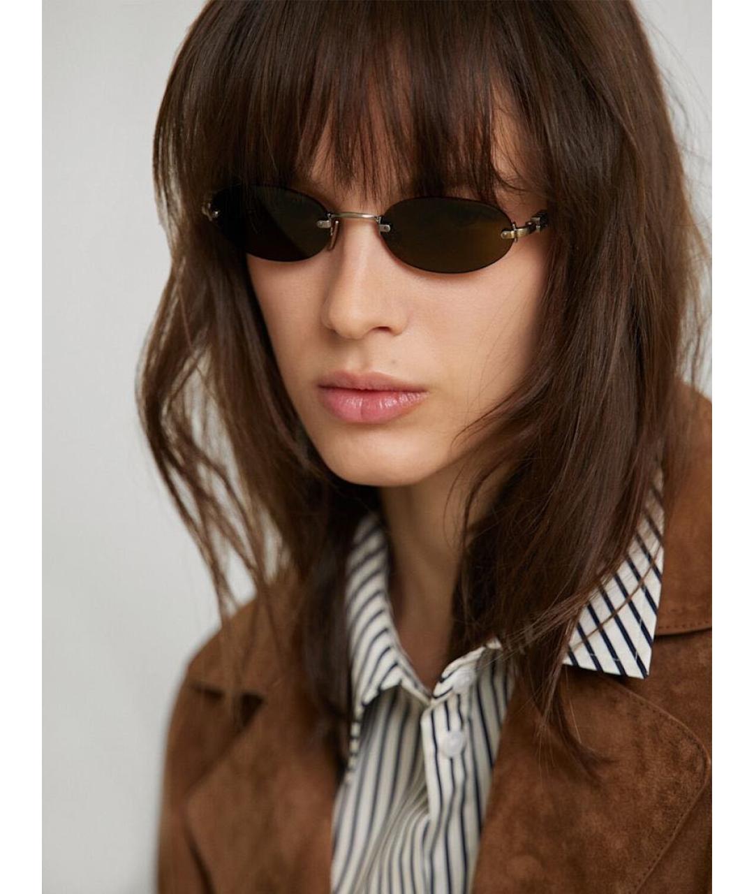 MIU MIU Серебряные металлические солнцезащитные очки, фото 2