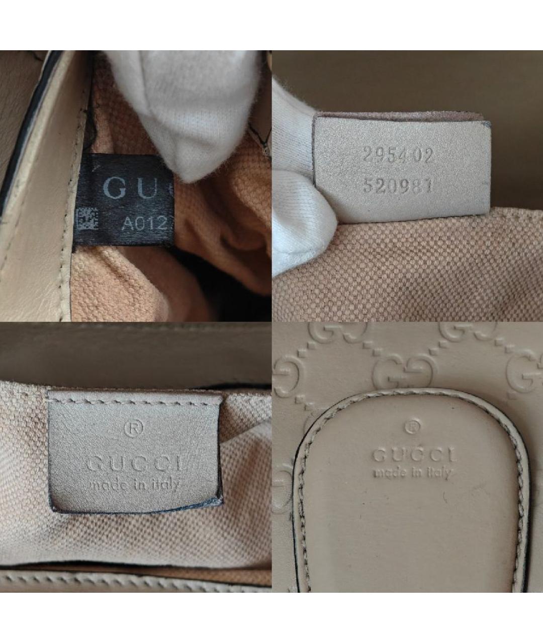 GUCCI Бежевая кожаная сумка через плечо, фото 5