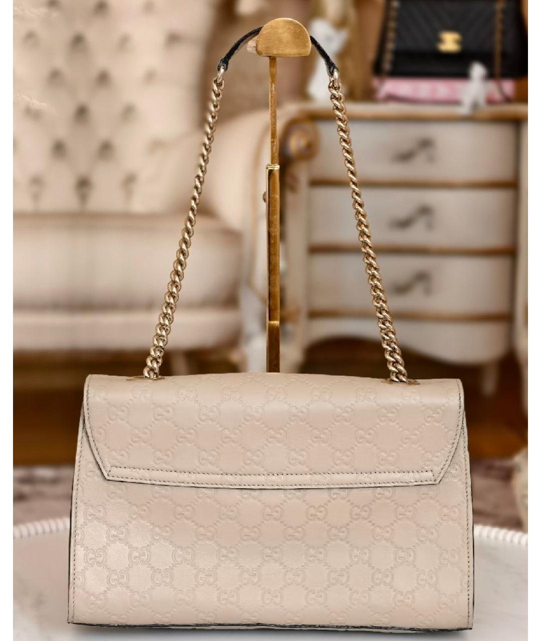 GUCCI Бежевая кожаная сумка через плечо, фото 3