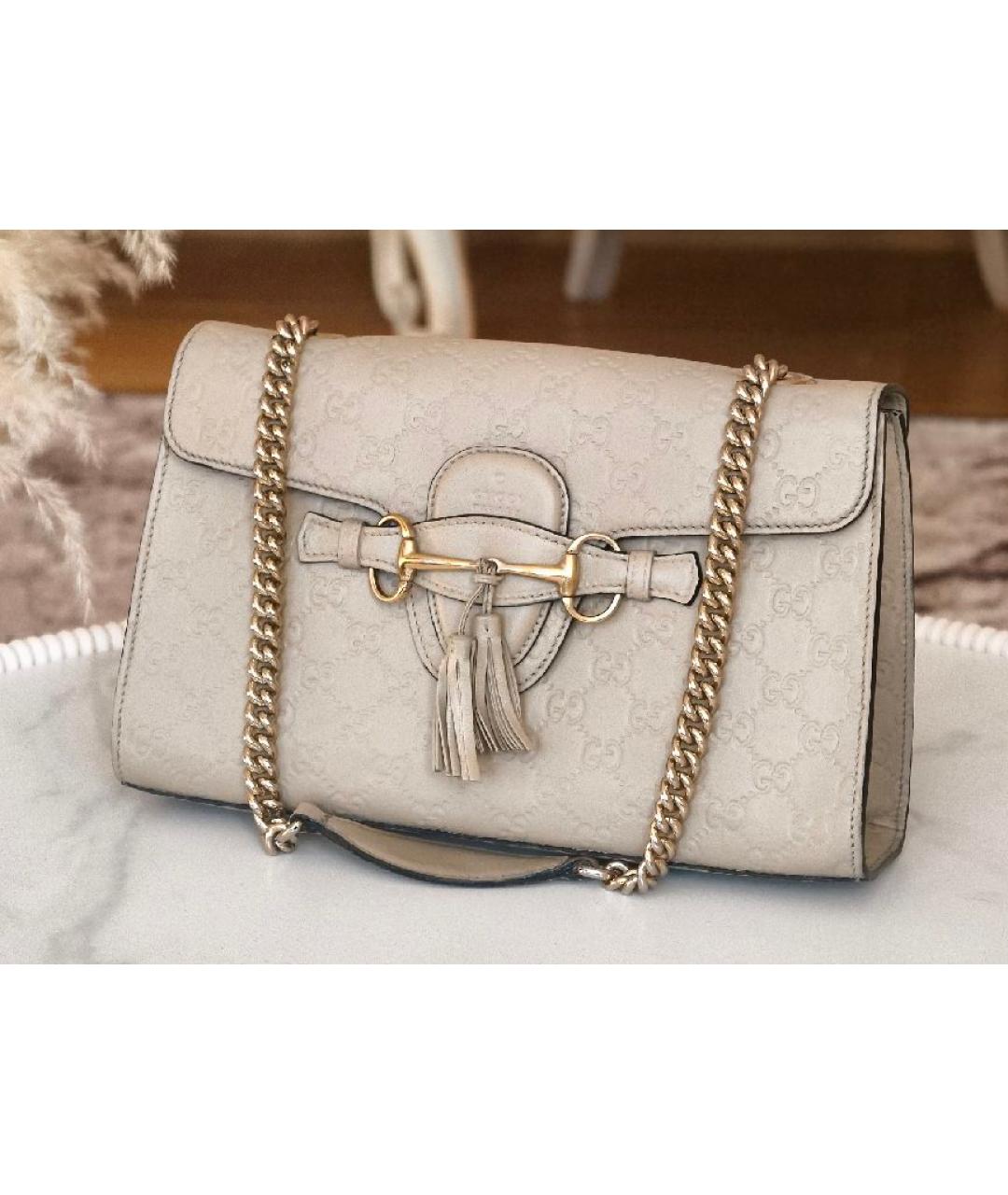 GUCCI Бежевая кожаная сумка через плечо, фото 8