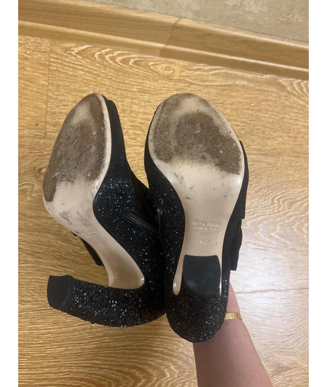 MIU MIU Черные бархатные ботильоны, фото 5