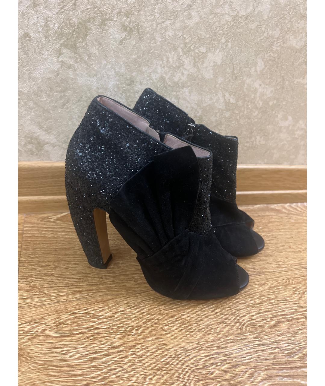 MIU MIU Черные бархатные ботильоны, фото 7