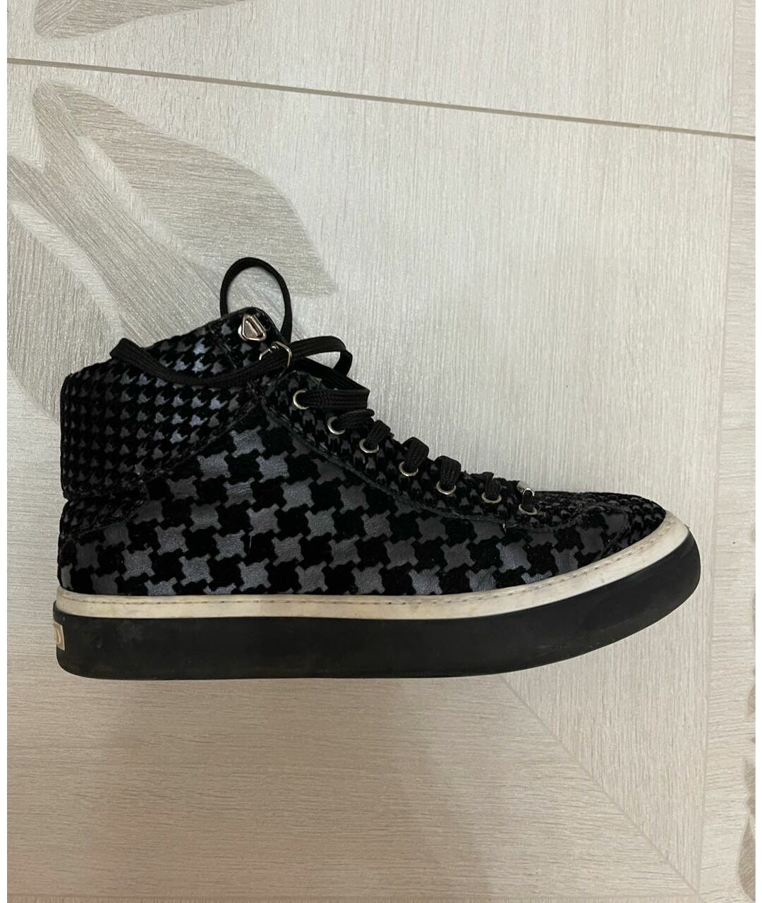 JIMMY CHOO Черные текстильные высокие кроссовки / кеды, фото 5
