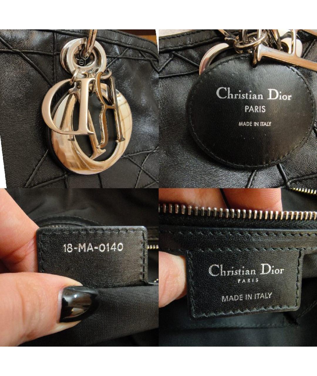 CHRISTIAN DIOR Черная кожаная сумка тоут, фото 6