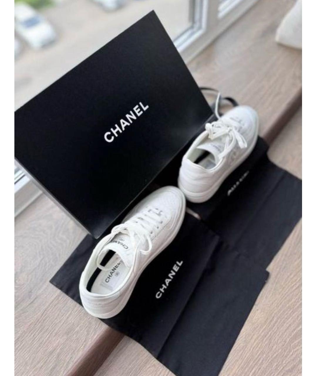 CHANEL Белые кожаные кеды, фото 5