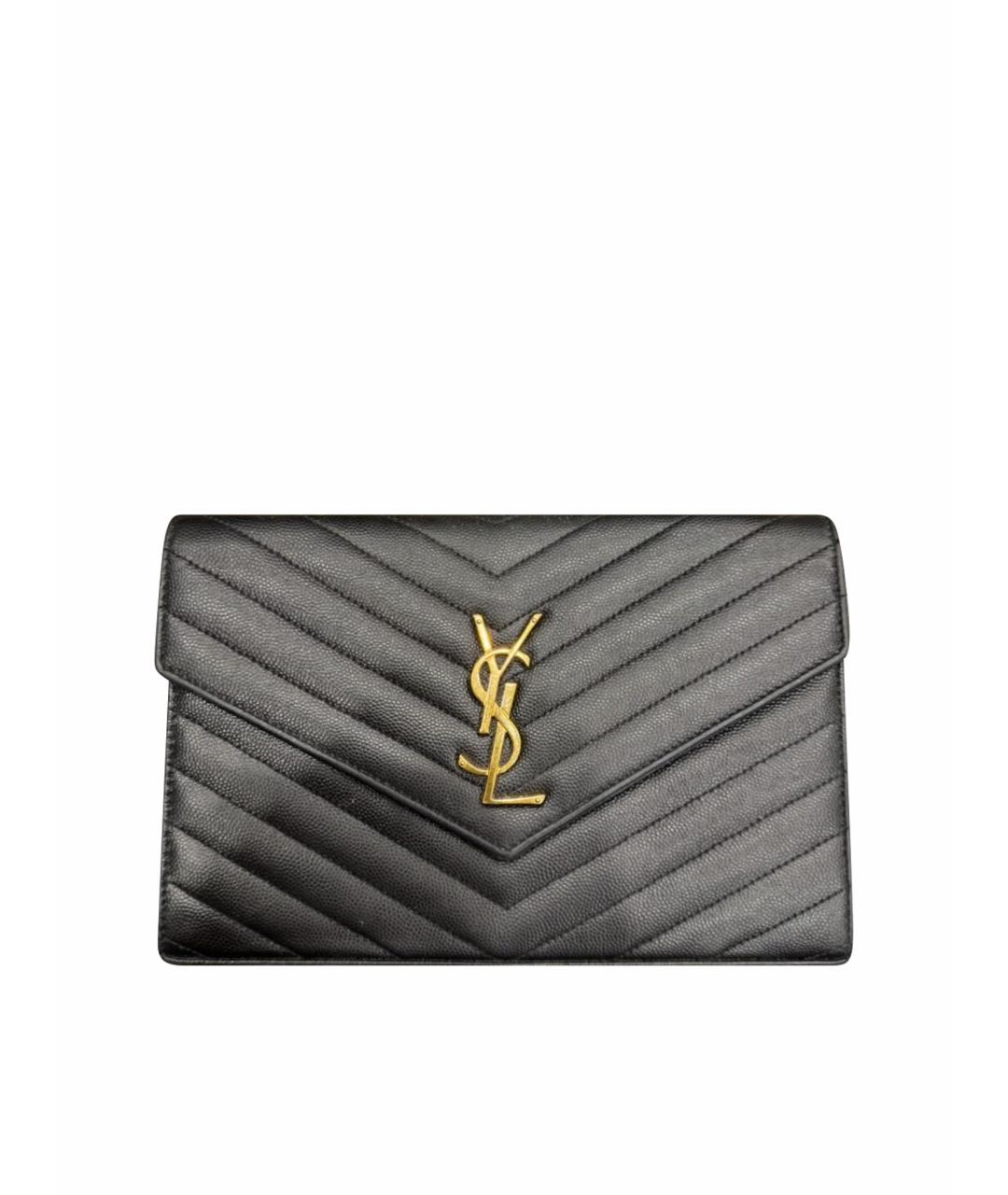 SAINT LAURENT Черный кожаный кошелек, фото 1