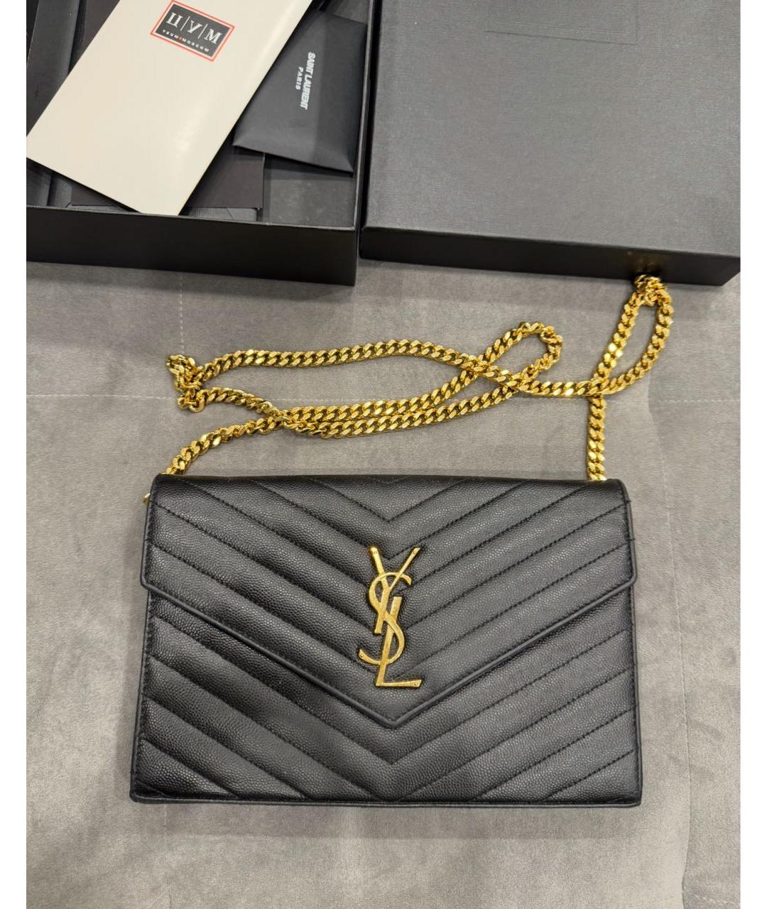 SAINT LAURENT Черный кожаный кошелек, фото 8