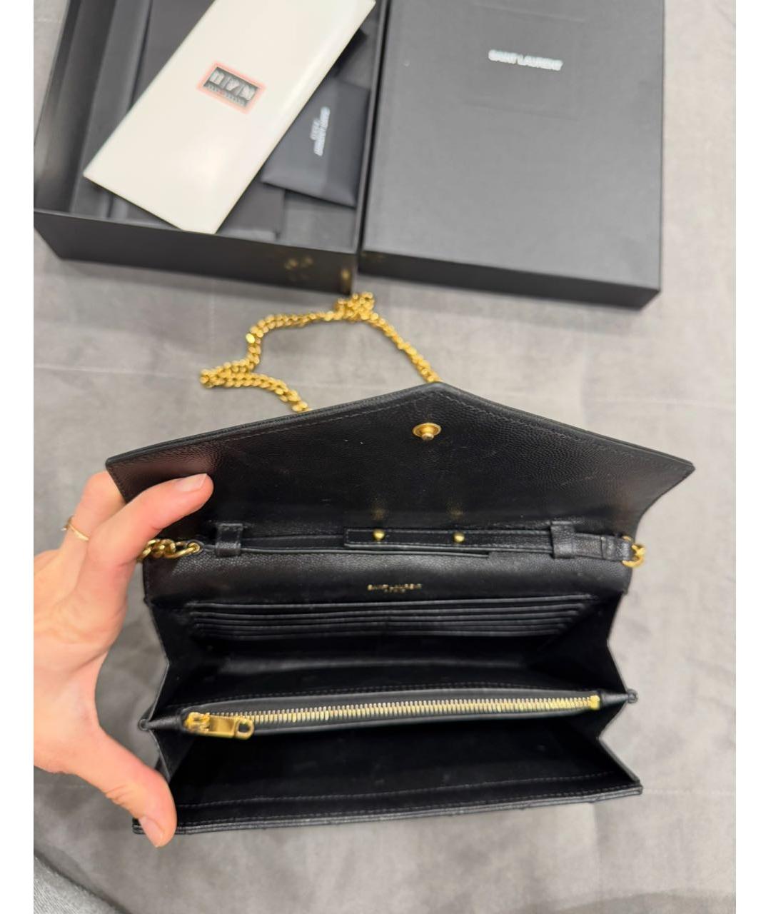 SAINT LAURENT Черный кожаный кошелек, фото 5