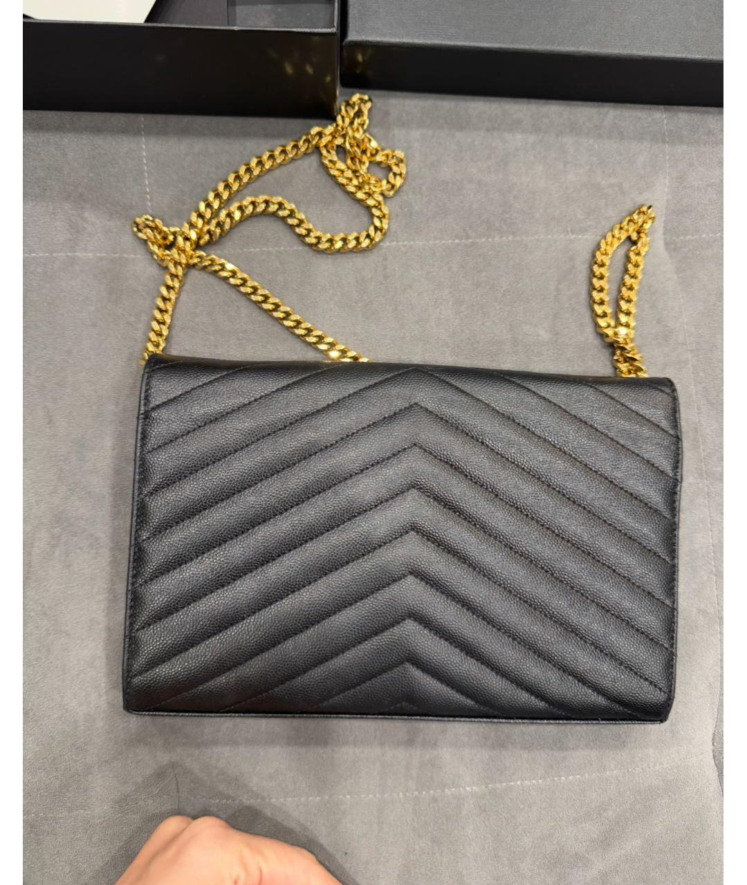 SAINT LAURENT Черный кожаный кошелек, фото 6