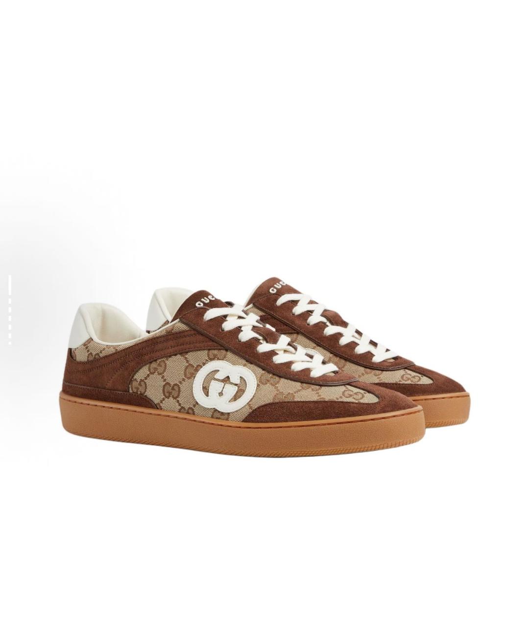 GUCCI Коричневые замшевые низкие кроссовки / кеды, фото 2