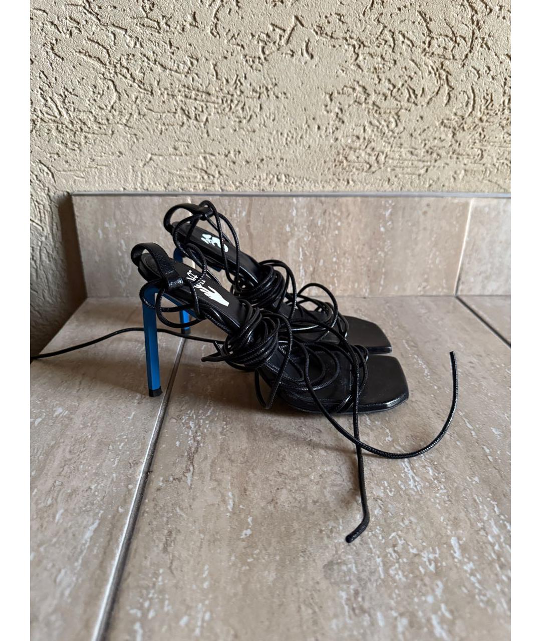 OFF-WHITE Черные кожаные босоножки, фото 6