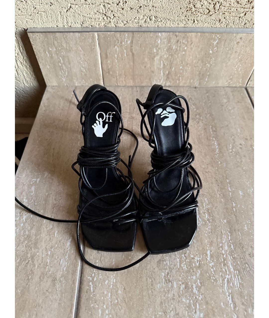 OFF-WHITE Черные кожаные босоножки, фото 2