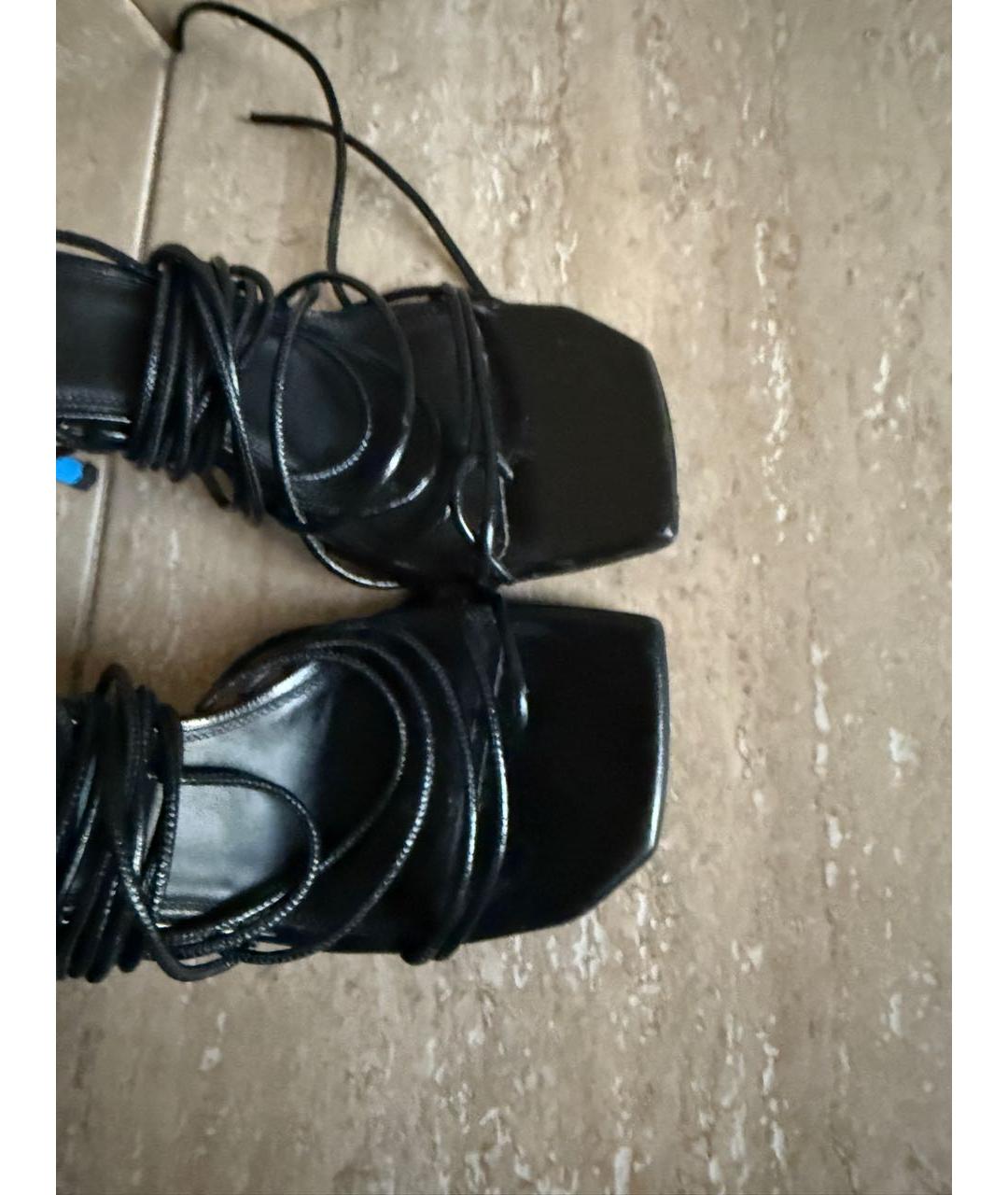 OFF-WHITE Черные кожаные босоножки, фото 4