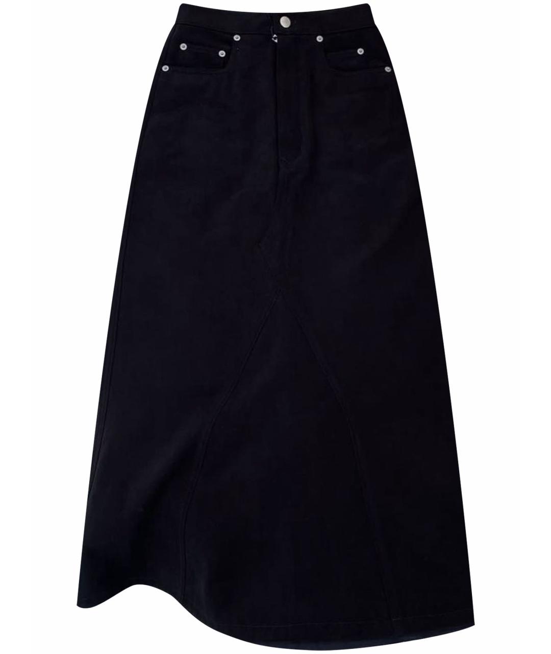 RICK OWENS Черная хлопковая юбка миди, фото 1