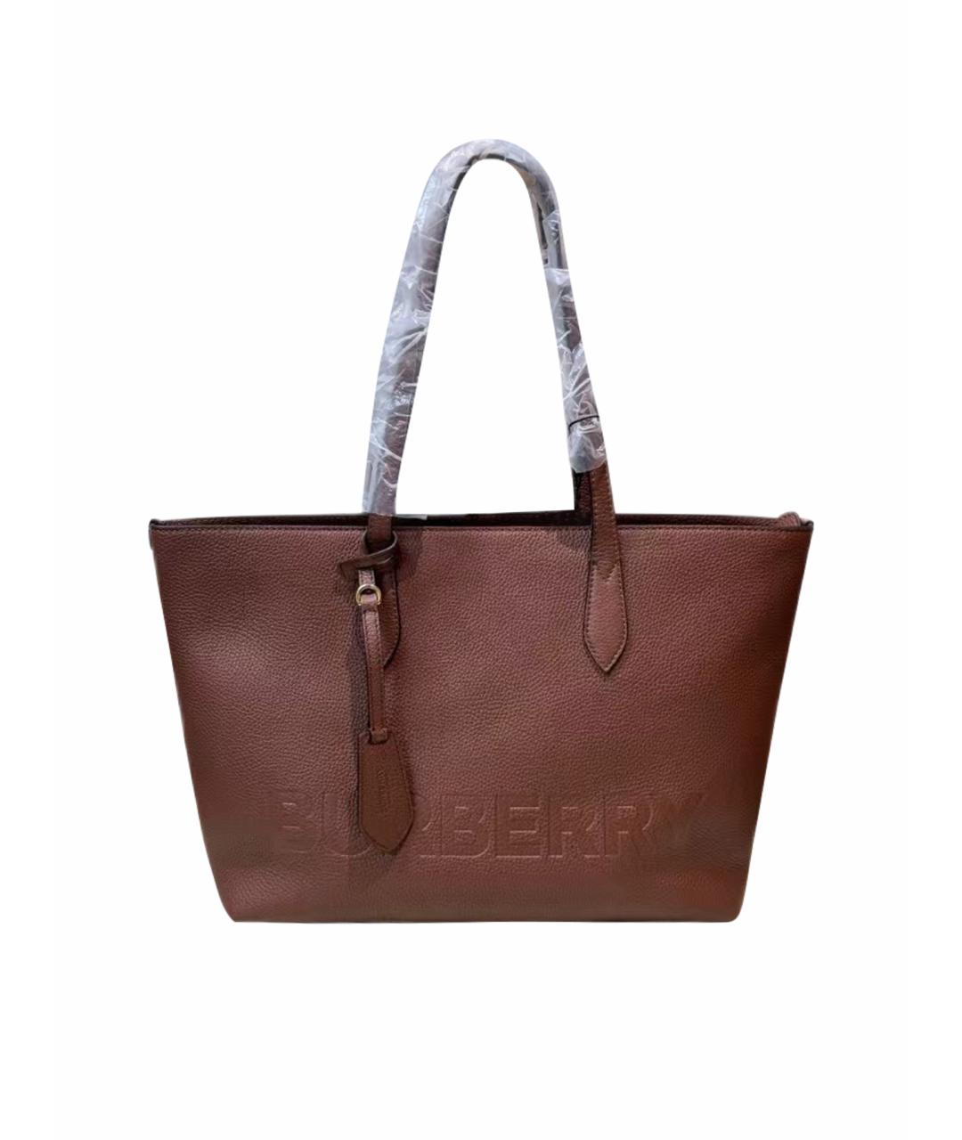 BURBERRY Коричневая кожаная сумка тоут, фото 1