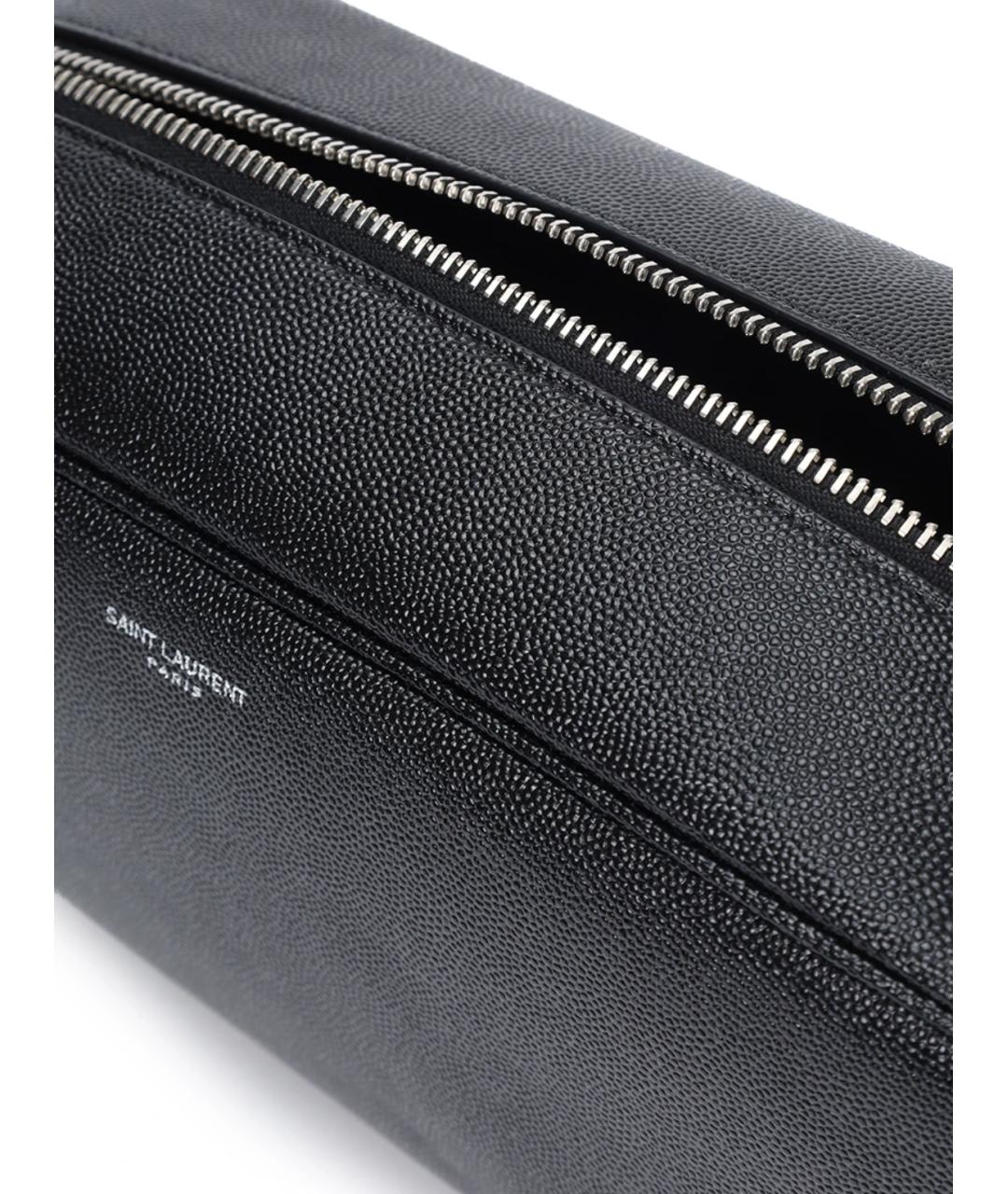SAINT LAURENT Черная кожаная косметичка, фото 3