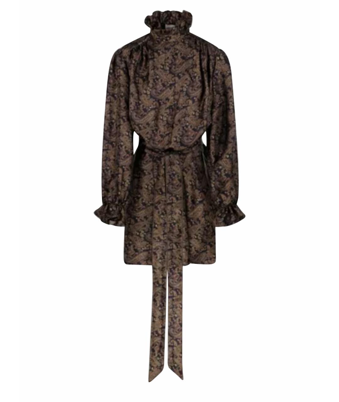 SAINT LAURENT Коричневая шелковая рубашка, фото 1
