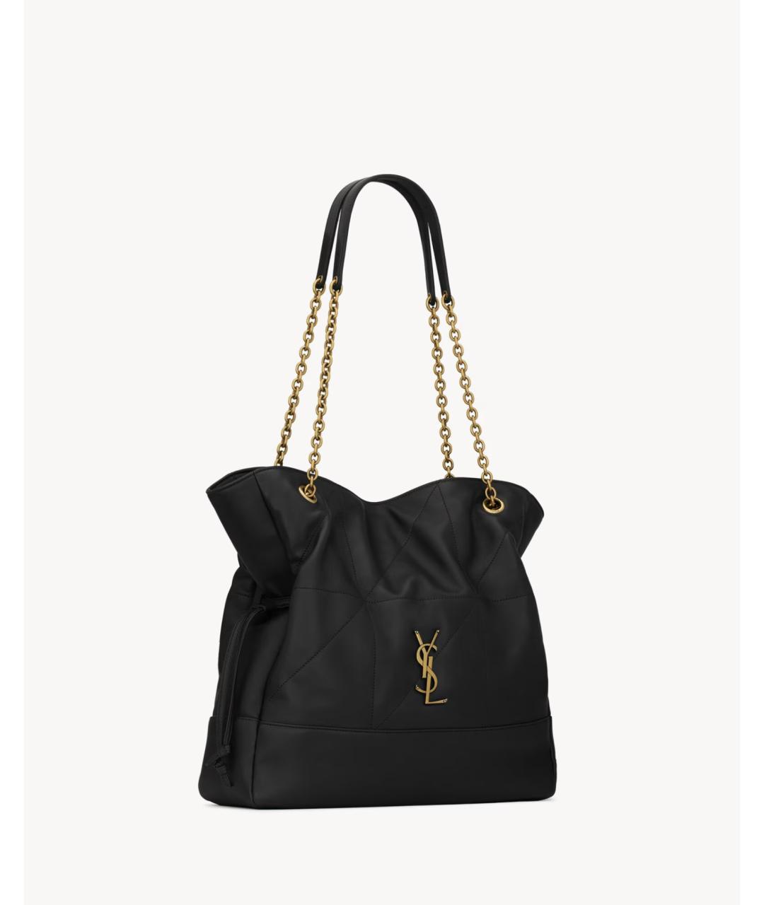 SAINT LAURENT Черная кожаная сумка тоут, фото 5