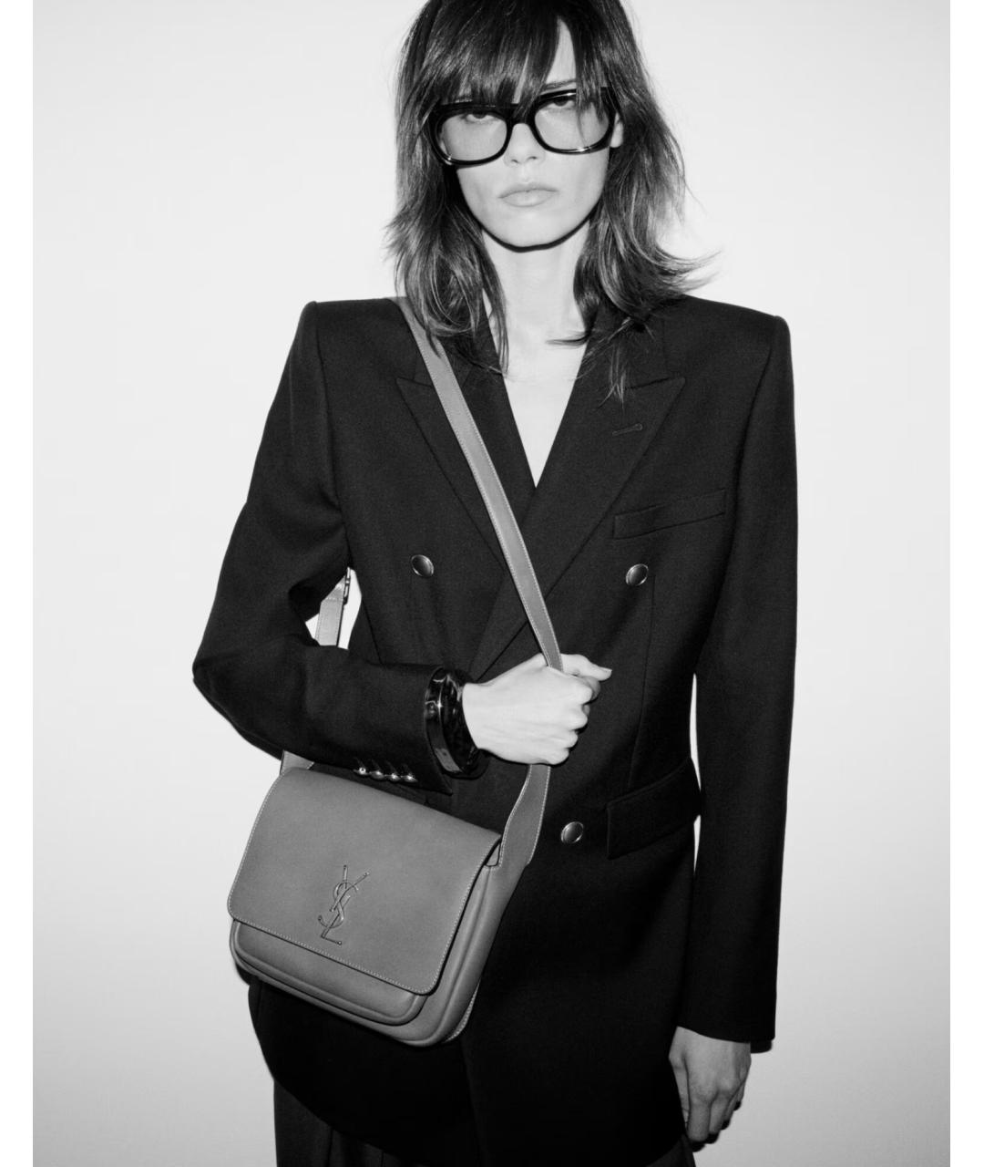 SAINT LAURENT Коричневая кожаная сумка через плечо, фото 6