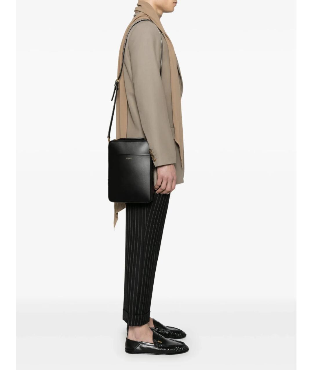 SAINT LAURENT Черная кожаная сумка на плечо, фото 3