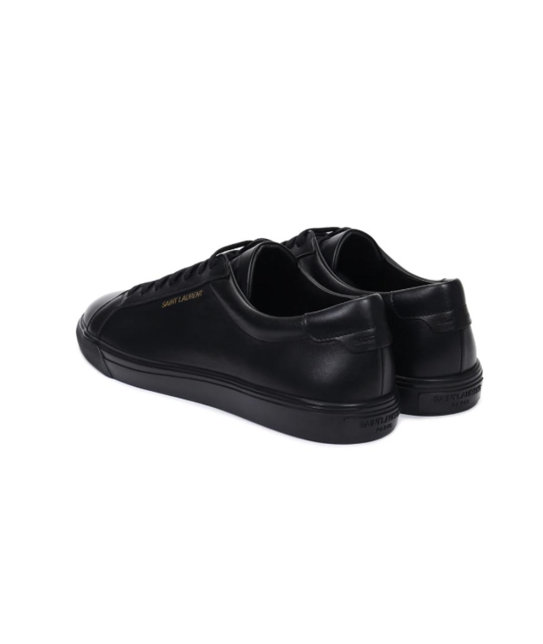 SAINT LAURENT Черные кожаные низкие кроссовки / кеды, фото 3