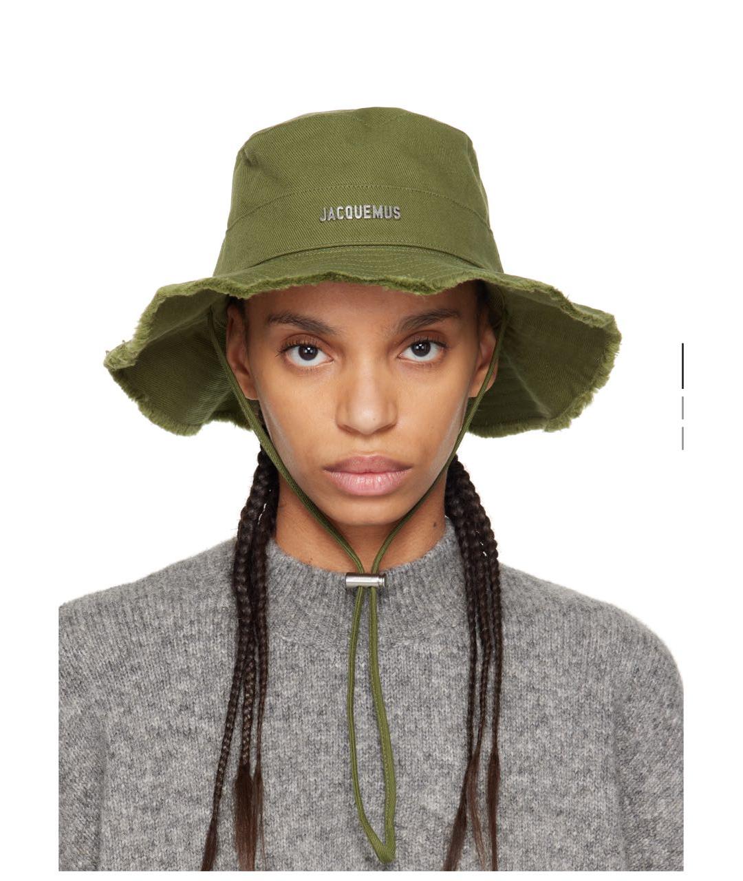JACQUEMUS Хаки хлопковая панама, фото 2