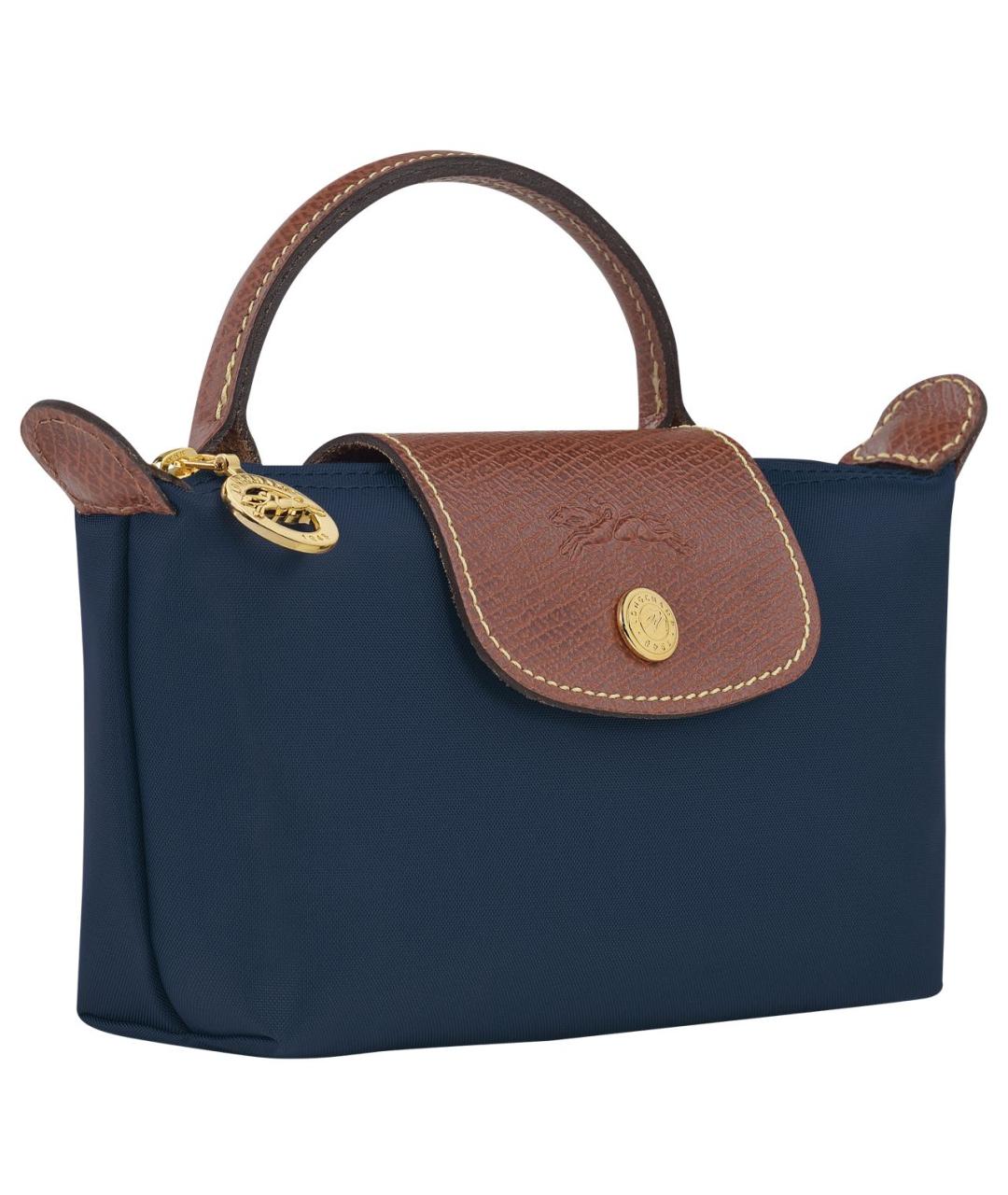 LONGCHAMP Темно-синяя синтетическая сумка с короткими ручками, фото 2