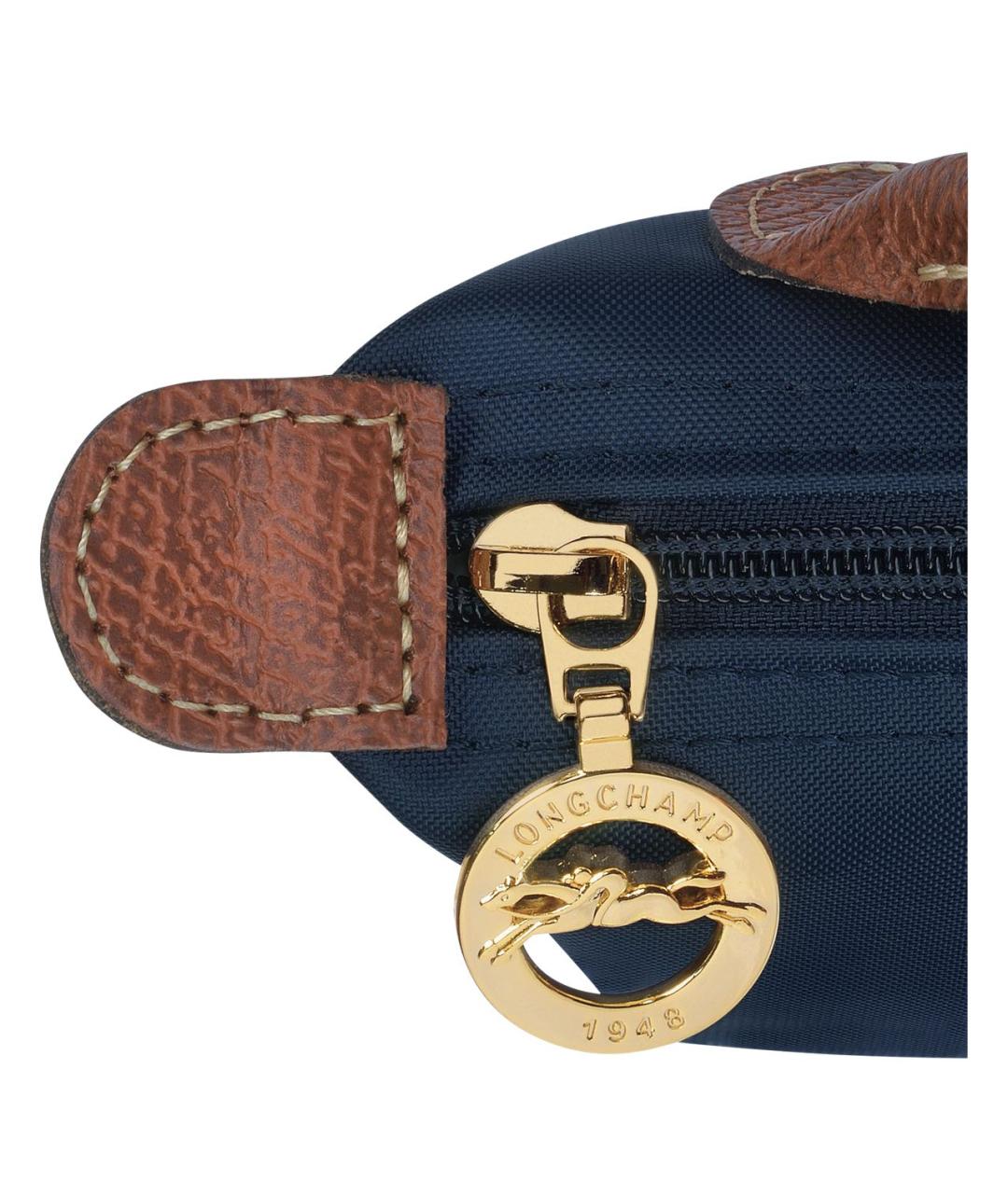 LONGCHAMP Темно-синяя синтетическая сумка с короткими ручками, фото 4
