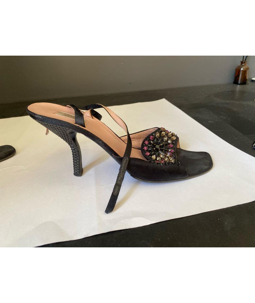 PRADA Черные текстильные босоножки, фото 7