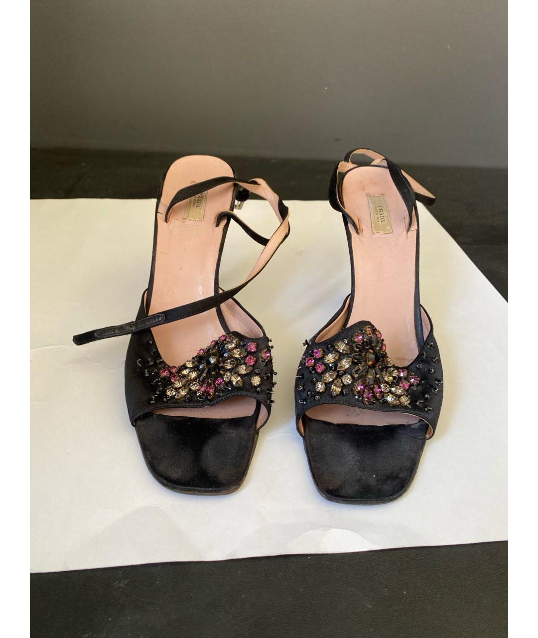 PRADA Черные текстильные босоножки, фото 2