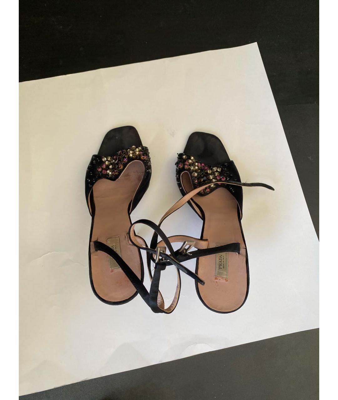 PRADA Черные текстильные босоножки, фото 3