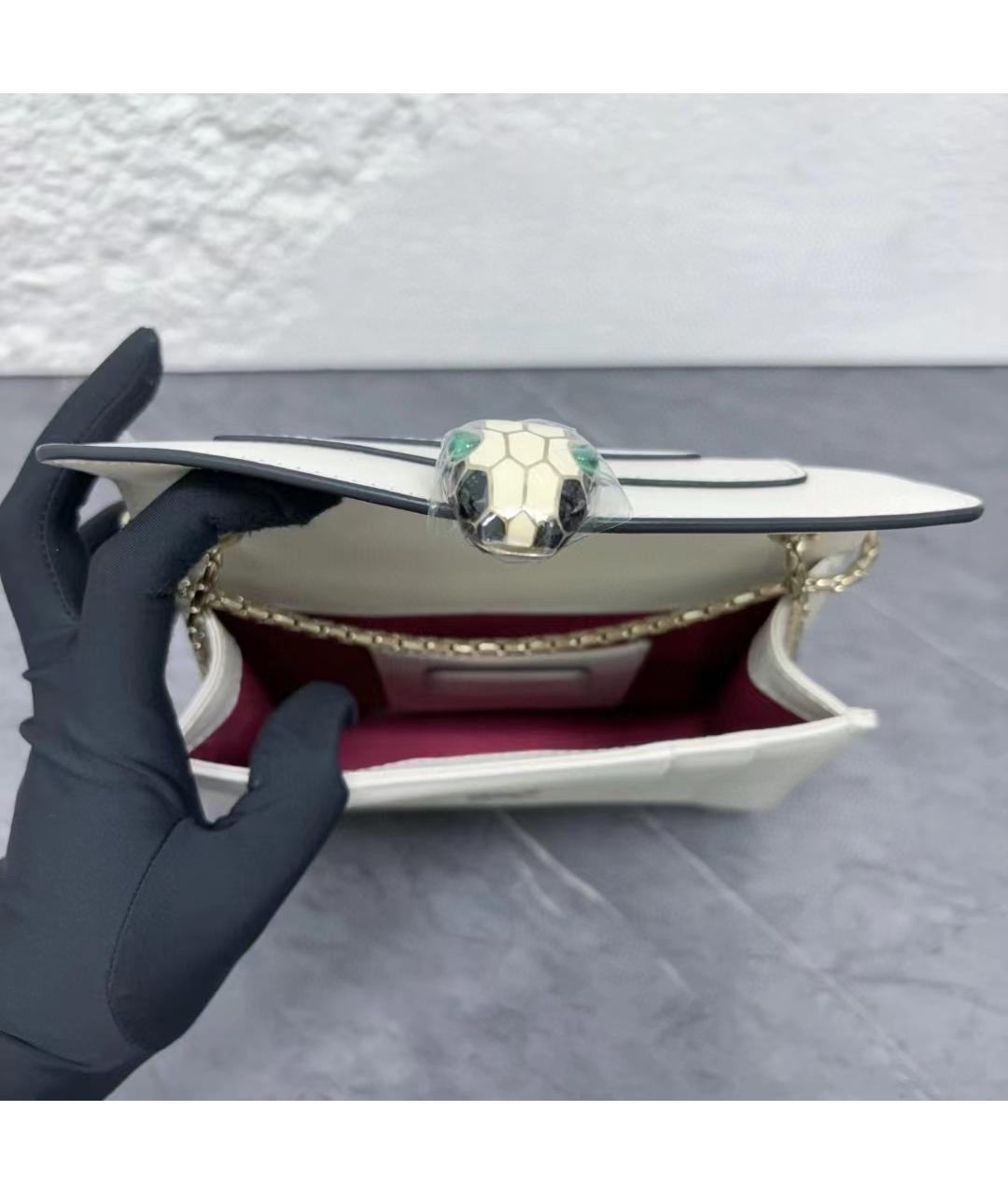 BVLGARI Белая кожаная сумка через плечо, фото 6